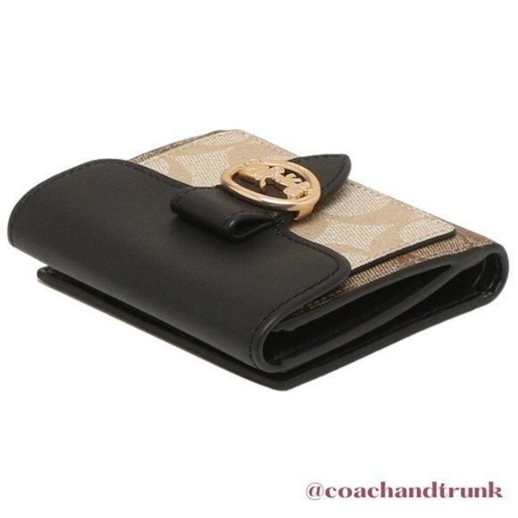 COACH Leather Georgie Wallet Gold Metal Horse Carriage Snap Buckle NWT - Picture 9 of 13